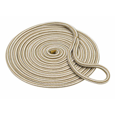 BUCCANEER ROPE 5/8 x 30 Double Braid Dock Line, Gold & White 30-00530